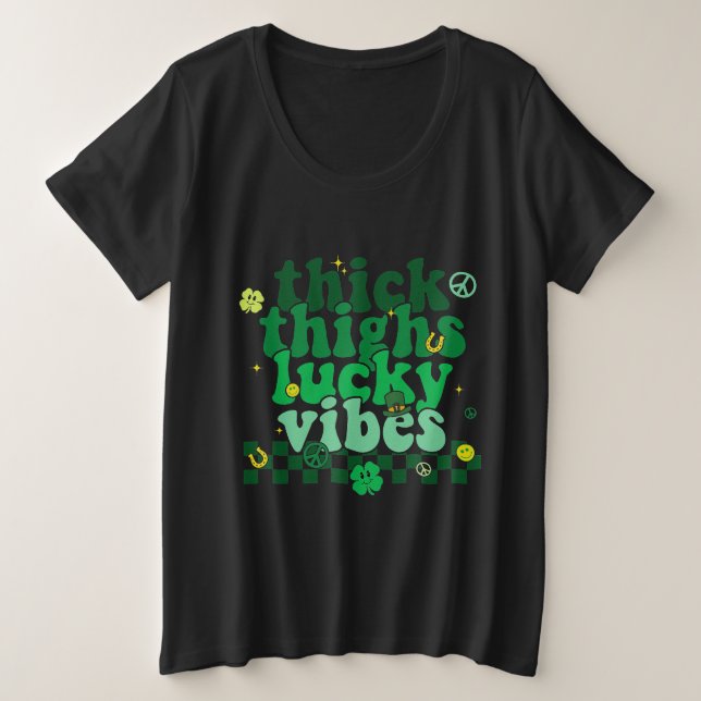 Thick Thighs Lucky Vibes St Patricks Day Irlandés (Anverso del diseño)
