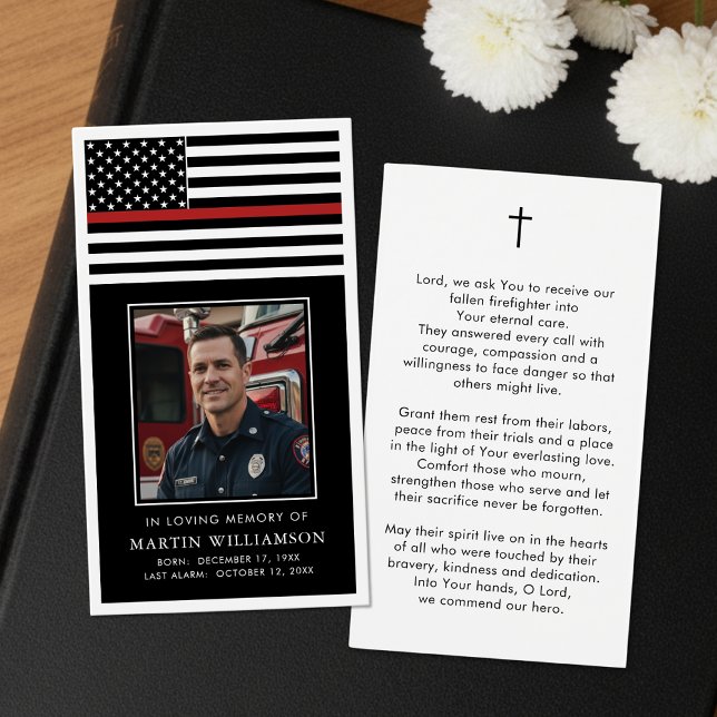 Thin Red Line Firefighter Funeral Prayer Card (Subido por el creador)