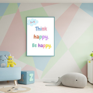 Think Happy Be Happy - Impresión de niños con ment