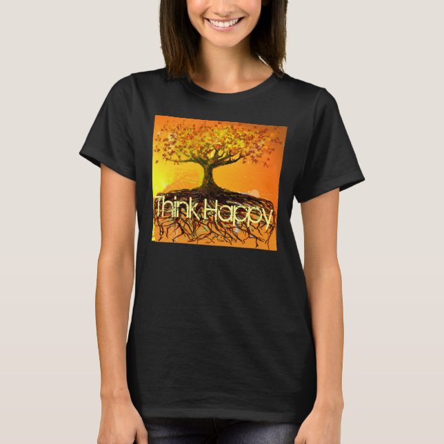 Think Happy Original Art-Roots Corre camiseta prof (Anverso)