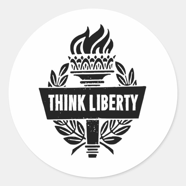 Think Liberty - Logo de la antorcha - Pegatina bla (Anverso)