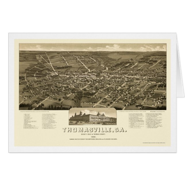 Thomasville, mapa panorámico del GA - 1885 (Anverso (Horizontal))