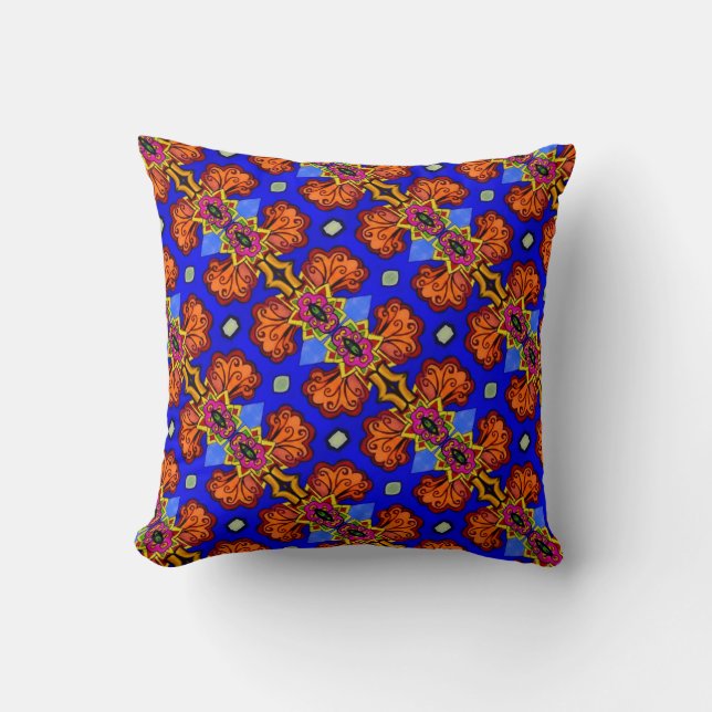 THP - 001 - Azul y Naranja - Cojín decorativo (Anverso)