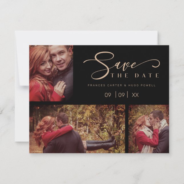 Three Photos Collage Minimalist Modern Wedding  (Anverso)