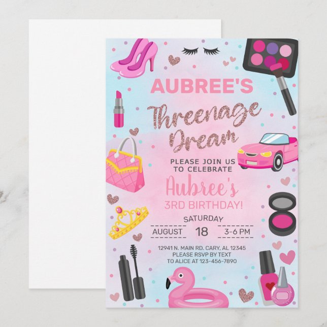 Threenage Dream chica 3ª invitación de tercer cump (Anverso / Reverso)