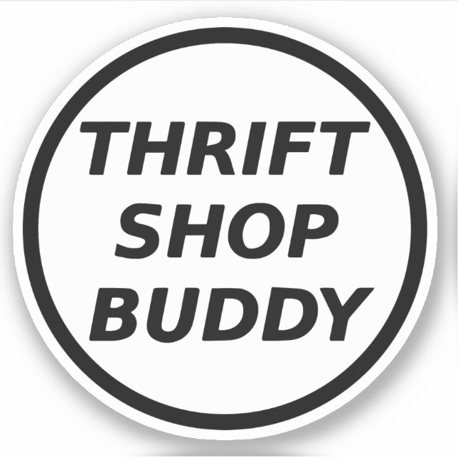 Thrift Shop Buddy Merch W&B Logo Pegatina White (Anverso)