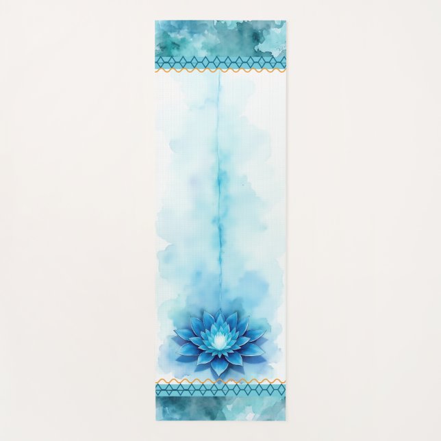 Throat Chakra Yoga Mat | Blue Lotus Alignment (Anverso)