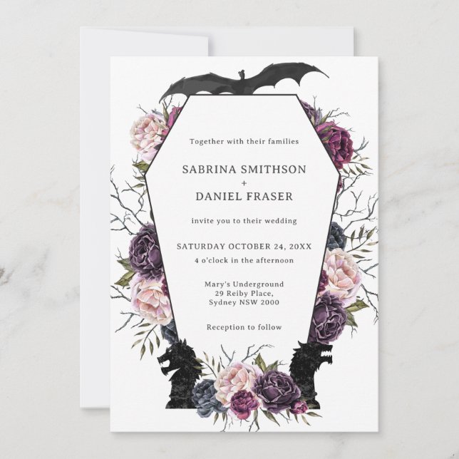 Thrones Dragon Invitación a la Boda Gótica Medieva (Anverso)