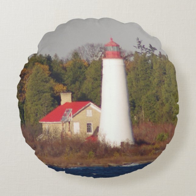 Thunder Bay Island Faro almohada redonda (Anverso)