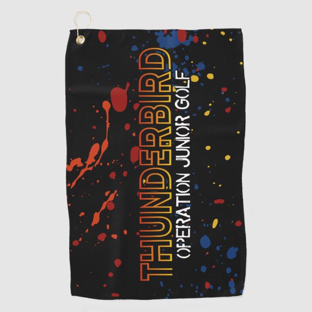 Thunderbird Golf Junior Tour Toalla - Black Splatt (Anverso)