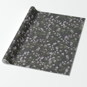 Thyme Floral Pattern Papel de envolvimiento gris o
