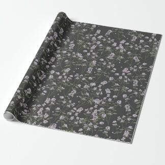 Thyme Floral Pattern Papel de envolvimiento gris o
