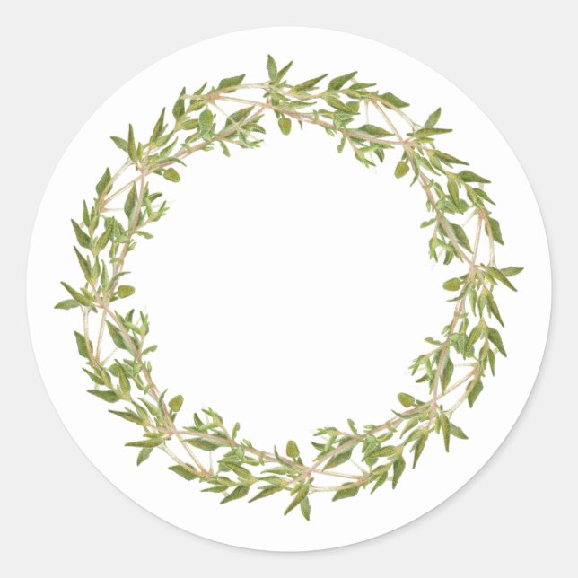 THYME WREATH Grandes Pegatinas Redondos (Anverso)
