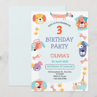Tía Cuppy Dog Invitación a la fiesta de cumpleaños
