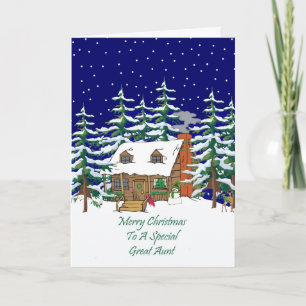 Tía del navidad de la cabaña de madera gran