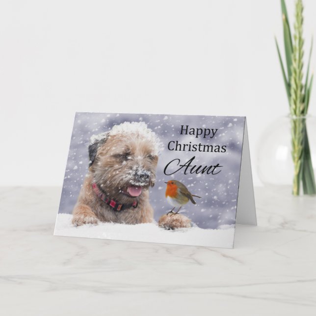Tía, Navidades, tarjeta de perro del territorio fr (Anverso)