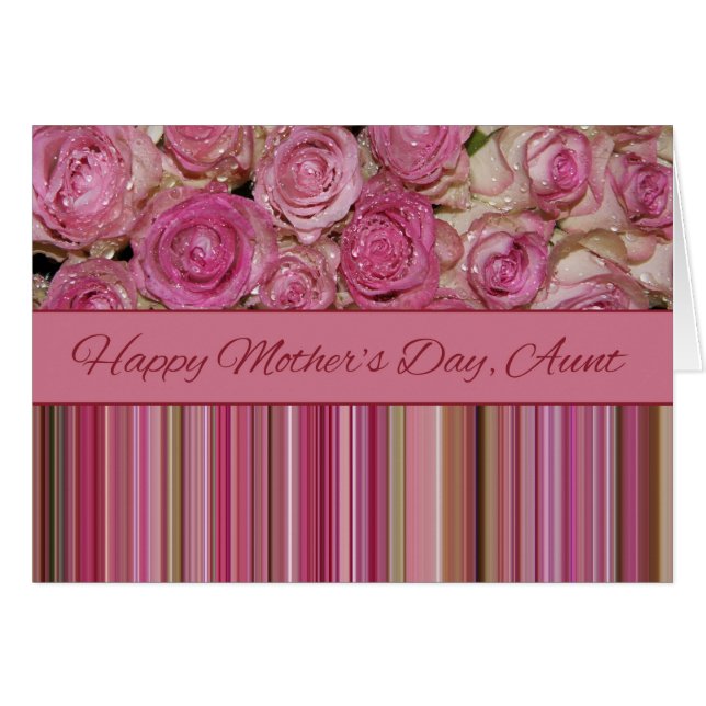 Tía Pastel rosas y rayas Día de la Madre (Anverso (Horizontal))