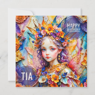 TIA ~ Tarjeta de cumpleaños ~ hada de flores ~ ~