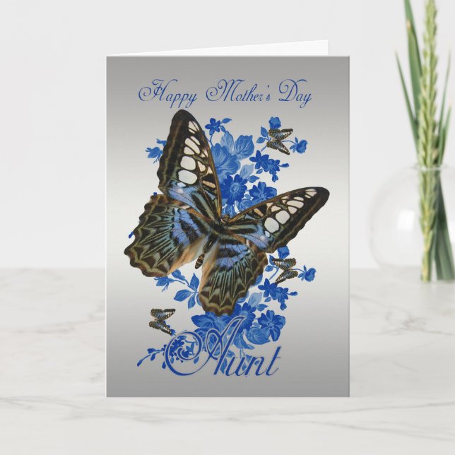 Tía, tarjeta del día de la madre con mariposas (Anverso)