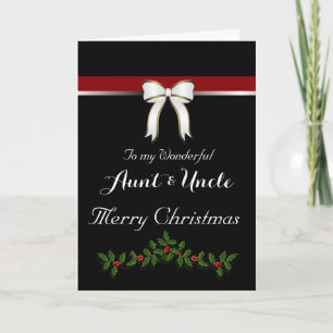 Tía / Tío Feliz Navidad - Bow/ Holly en negro