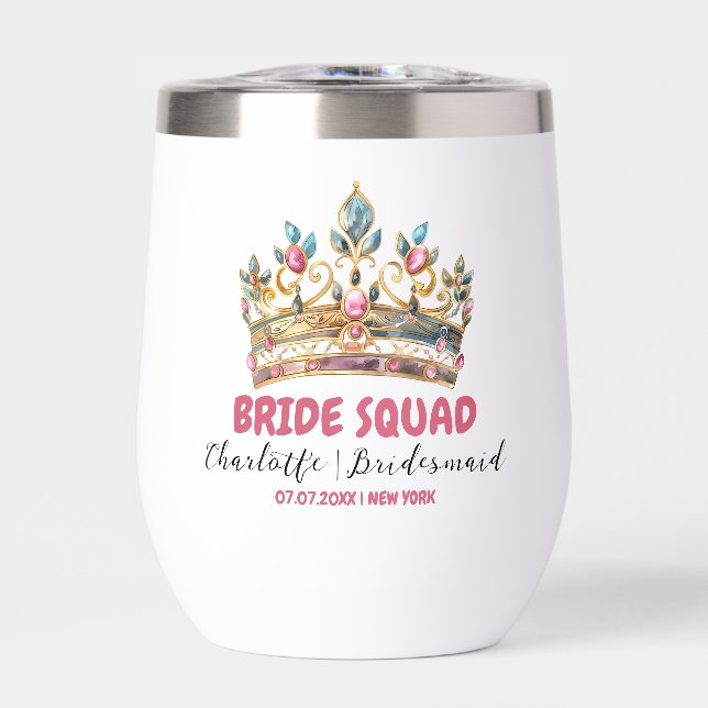 Tiara Bride Squad Bridesmaid Nombre Bachelorette (Frente)