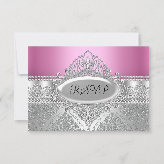 Tiara de diamantes y damasco plateado RSVP rosa (Anverso)