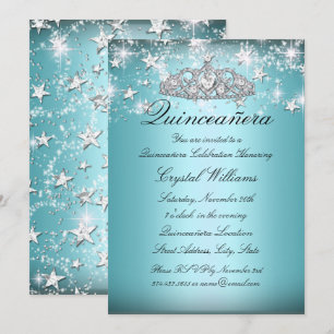Tiara de estrellas brillantes azules Invitación Qu