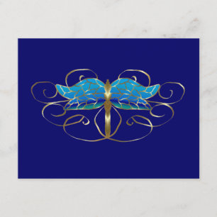 Tiara de la libélula del oro que casa la tarjeta