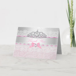 Tiara de Princesa Rosa & Tarjeta de Agradecimiento