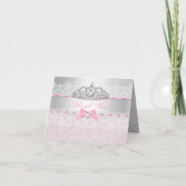 Tiara de Princesa Rosa & Tarjeta de Agradecimiento