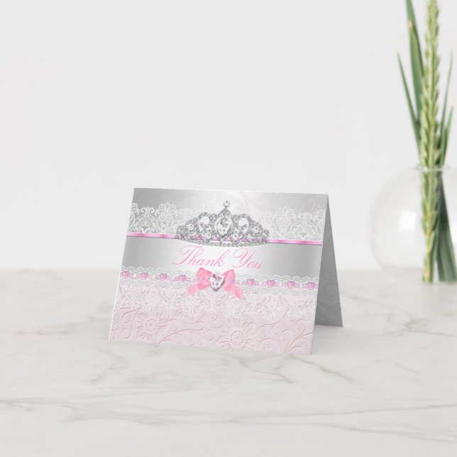 Tiara de Princesa Rosa & Tarjeta de Agradecimiento (Anverso)