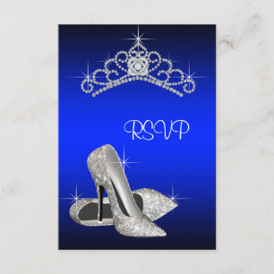 Tiara de tacones altos Azul Real Quinceanera RSVP
