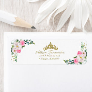 Tiara Dorada Quinceañera Etiqueta Floral Rosa Inte