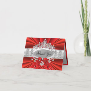 Tiara Roja & Tarjeta de agradecimiento Damask