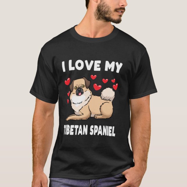 Tibetano español Perro manga larga camiseta (Anverso)