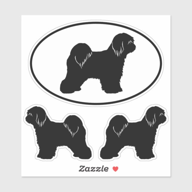 Tibetano Terrier Silhouettes Perro Pegatina Vinyl  (Hoja)