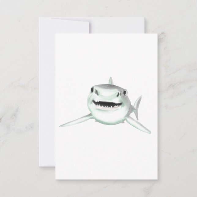 tiburón acuarela sonriente verde animal marino (Anverso)