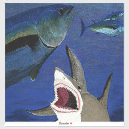 Tiburón atacando a pegatina de atún