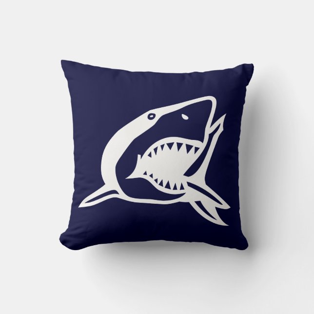 tiburón blanco sobre almohada azul marino (Anverso)