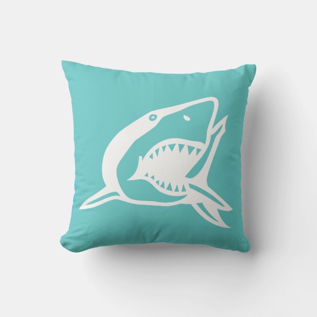 tiburón blanco sobre almohada azul verde azulada (Anverso)