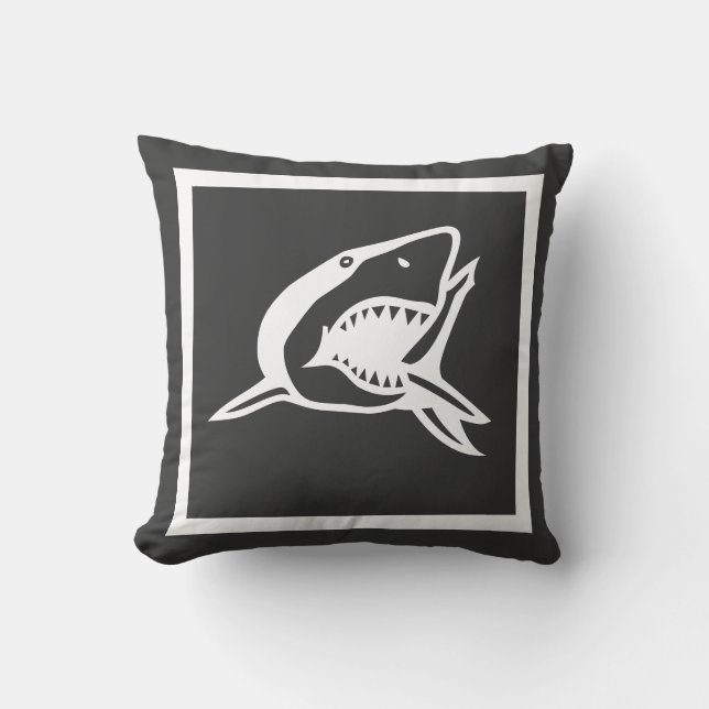 tiburón blanco sobre almohada gris color (Anverso)