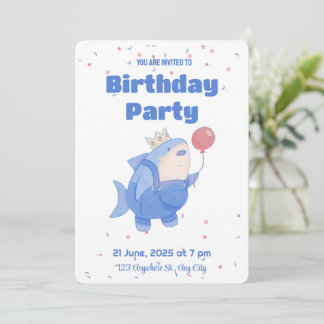 Tiburón con invitación de cumpleaños a los niños b