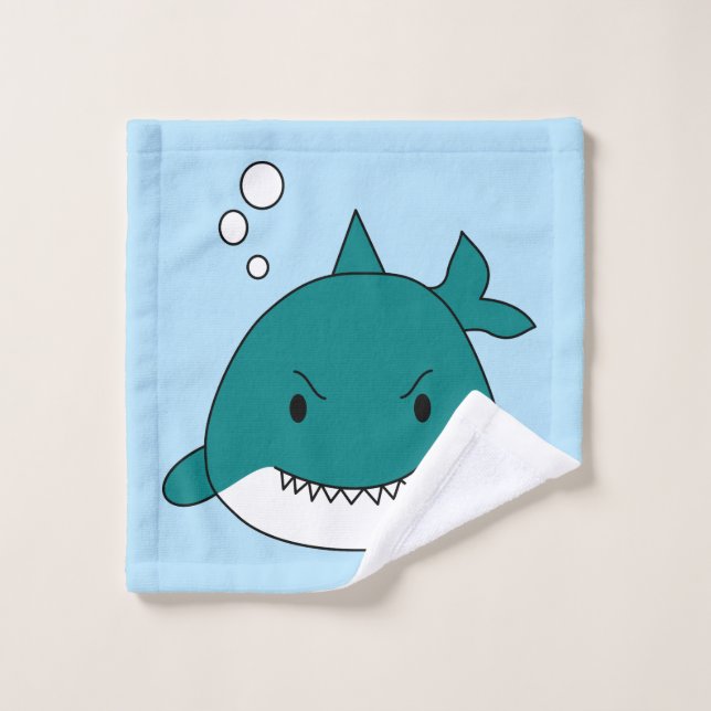 Tiburón de dibujos animados azul y blanco (Toallita)