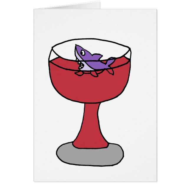 Tiburón divertido en copa de vino roja (Frente)