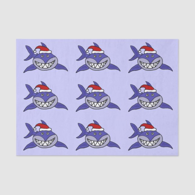 Tiburón divertido en papel seda del navidad del (Anverso)
