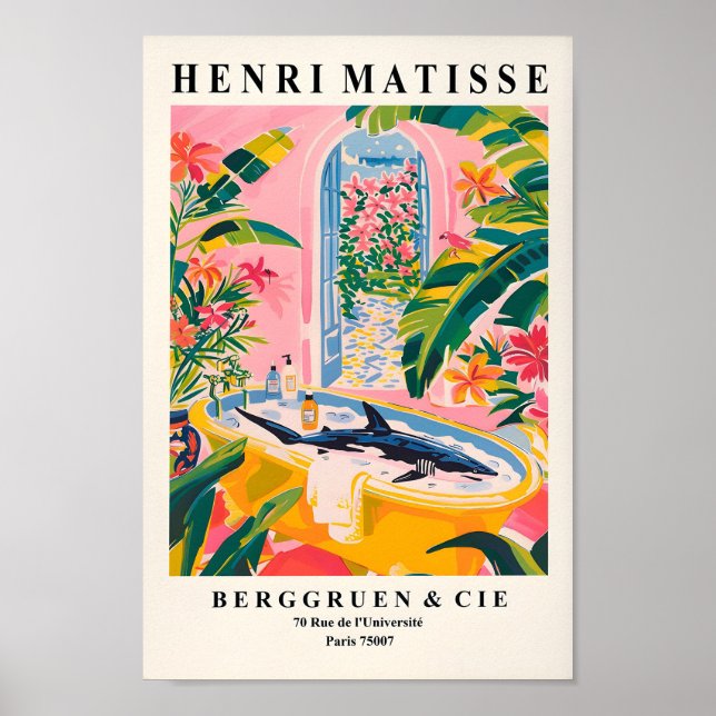 Tiburón En Bañera, Impresión De Arte, Divertido De (Frente)