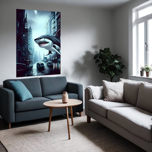 Tiburón en la ciudad | Poster de arte de IA (Subido por el creador)