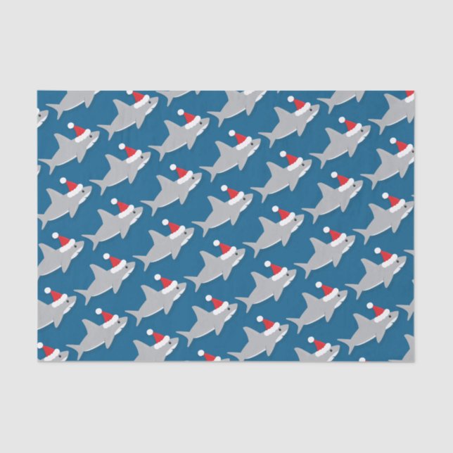 Tiburón en papel de tejidos navideños para Navidad (Anverso)