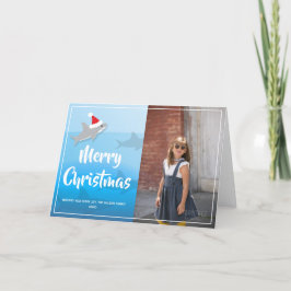 Tiburón en Santa Hat Navidades doblado tarjeta de 