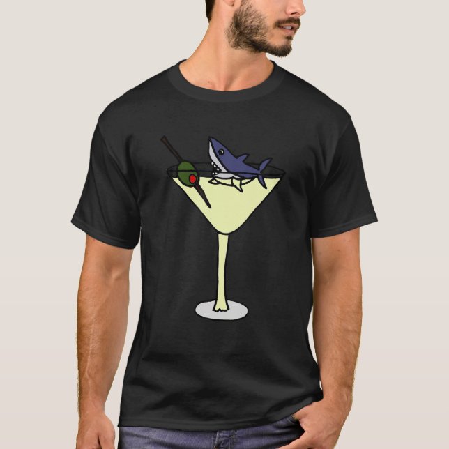 Tiburón gracioso en camiseta de vidrio Martini (Anverso)